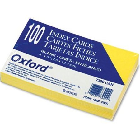 ESSELTE PENDAFLEX CORP. Oxford¬Æ UnRule Index Cards, 3" x 5", Canary, 100/Pack 7320CAN